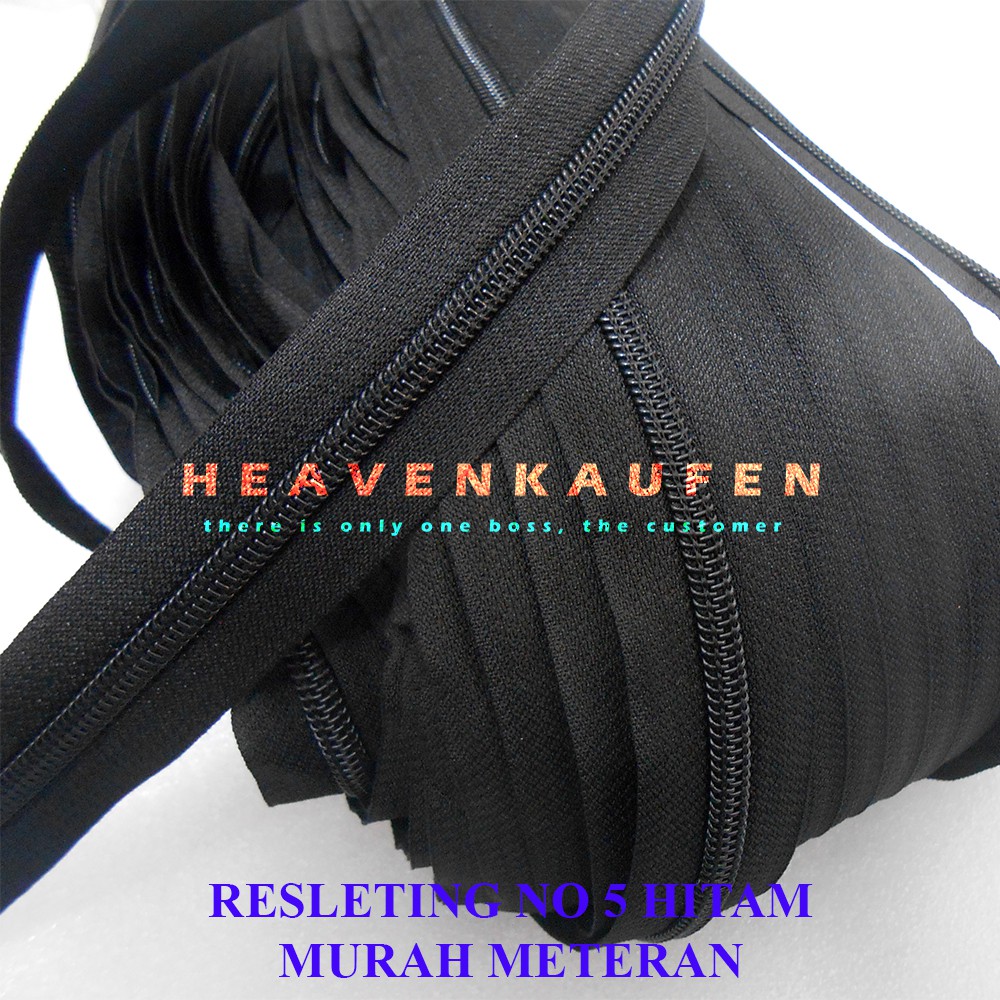 Resleting Zipper No 5 Hitam Murah Meteran