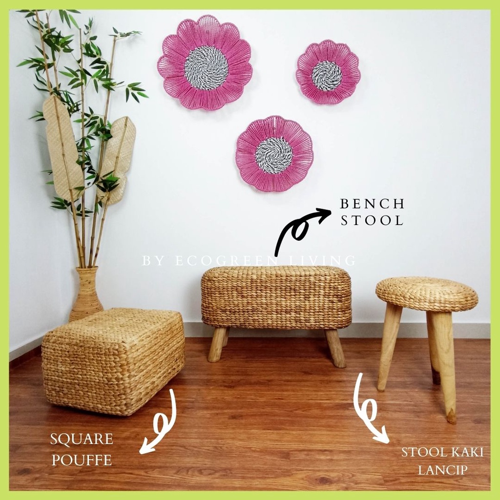 Bench stool // Stool panjang anyaman eceng gondok ANTI JAMUR