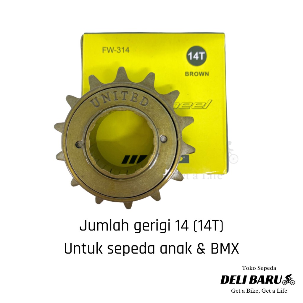 Freewheel gir belakang sepeda anak BMX 14T united