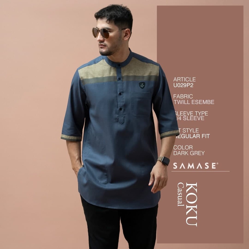 SAMASE Koku Casual Lengan 3/4 U029P5 - Dark Grey