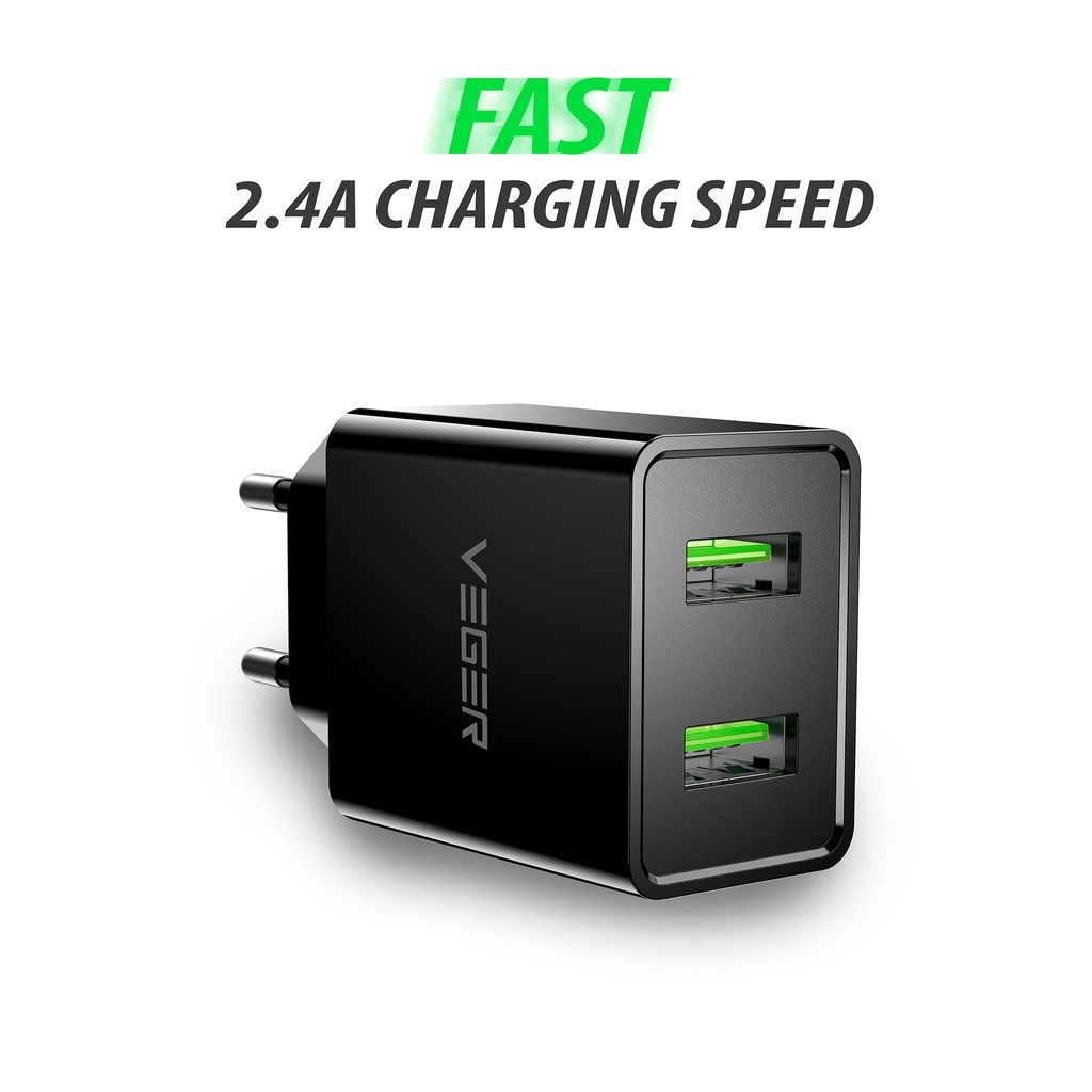 Charger V02 VEGER 2 Port Fast Charging 2.4A Original