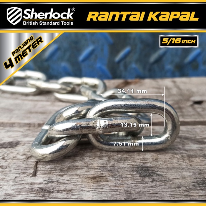 Rantai Besi / Kapal Galvanized 8 mm 5/16 inch Sherlock panjang 4 meter