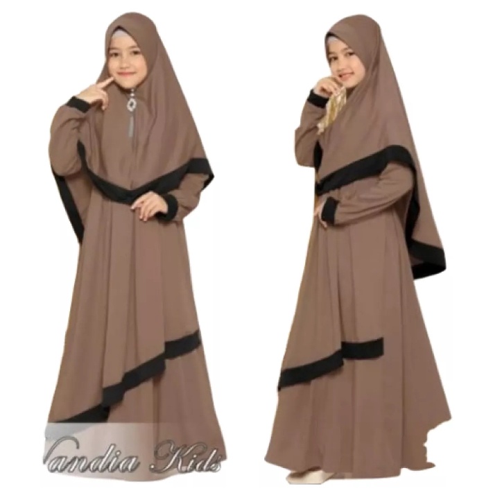 GAMIS SYARI ANAK REMAJA TERBARU MURAH DAN BAGUS NANDIA KIDS SET KERUDUNG BAJU NGAJI PEREMPUAN MUSLIM