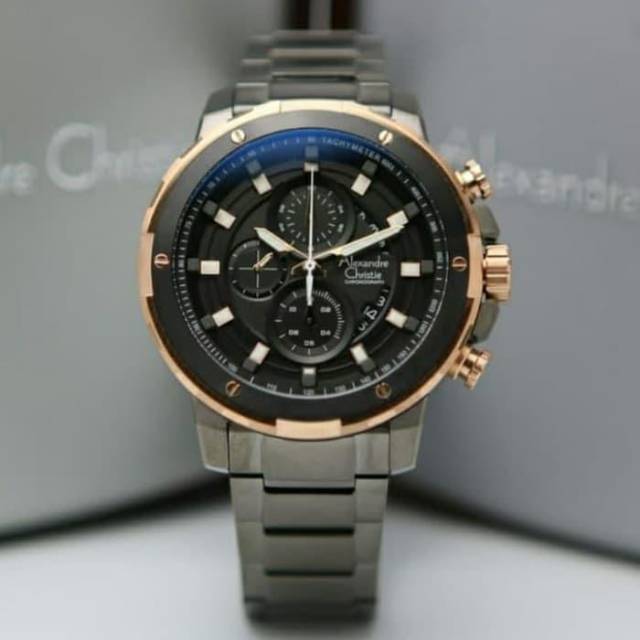 Alexandre Christie 6528 MC Chronograph Original Pria [Silver/Rosegold]
