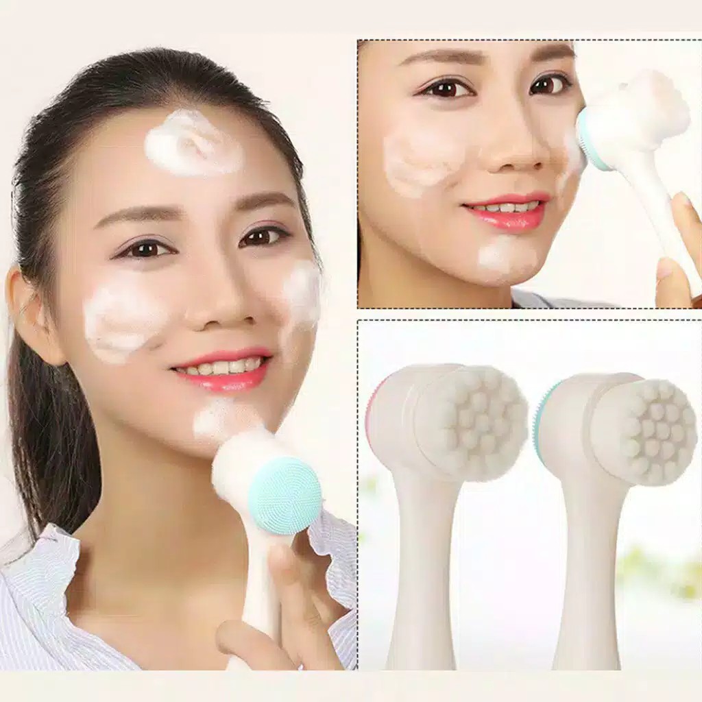 FACIAL BRUSH DUA SISI / SIKAT PEMBERSIH WAJAH / FACE CLEANSING BRUSH / ALAT CUCI MUKA