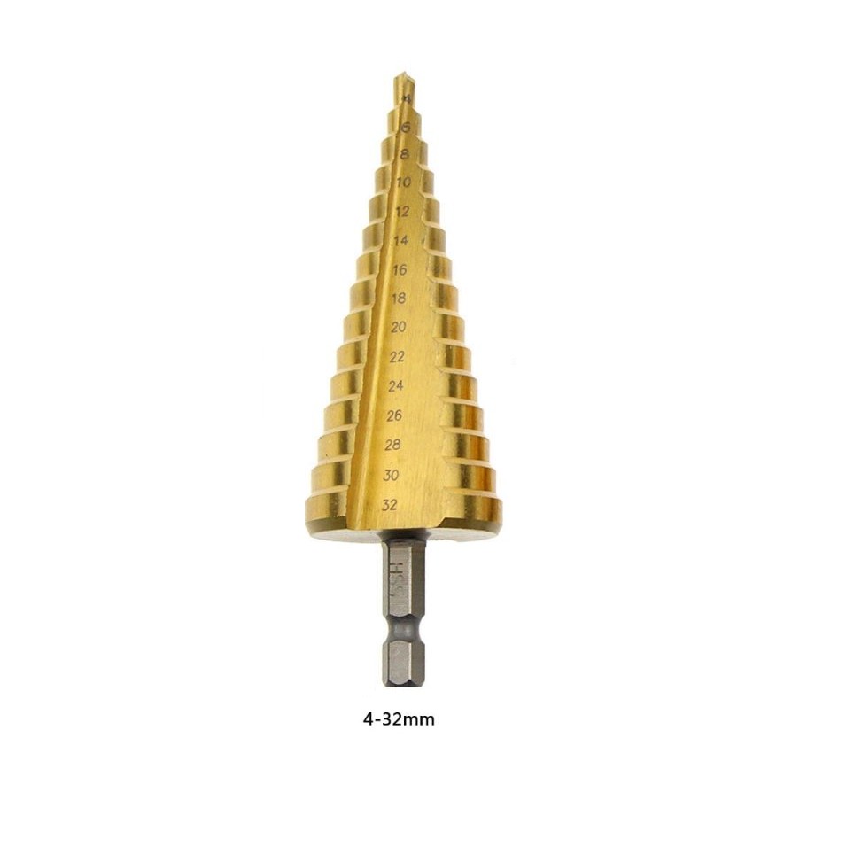 Mata Bor Besi Kayu Pagoda / Step Steel Cone Drill Bits HSS 4-32 Mm Mata Bor Piramid / Mata Bor Pagoda 4 mm - 32 mm Step Drill Bit Mata Bor Piramid / kerucut Step Steel Cone MERK RANDOM