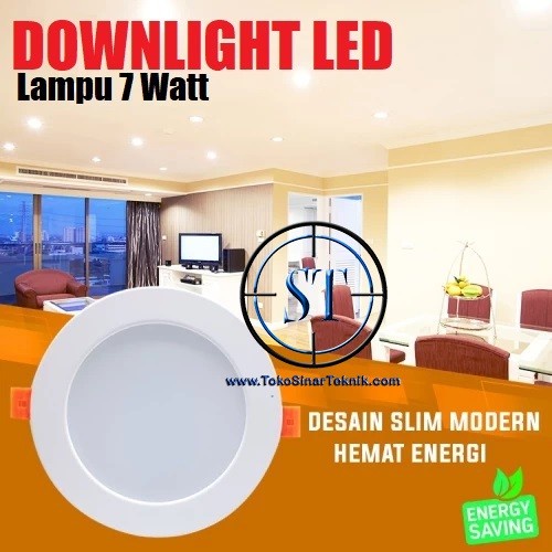 Lampu Downlight LED 7W Sorot Down Light 7Watt Plafon Rumah Hotel Tanpa Driver Langsung Colok Listrik AC 220v Putih / Warm White