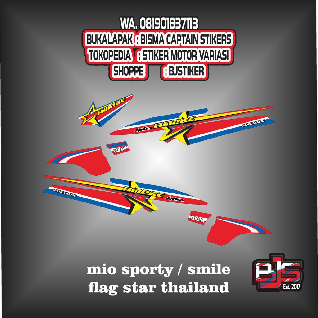 Stiker Striping List Motor Mio Sporty Mio Smile Flag Star Thailand