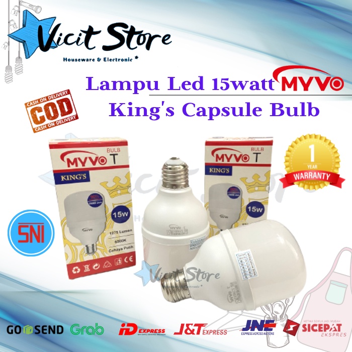 Lampu Led 15watt Myvo King Capsule T Bulb Cahaya Putih Bergaransi