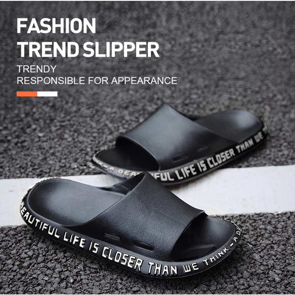 SANDAL SLOP LAKI LAKI AGUERO COWOK ELEGAN KUAT BLACK SERIES V-01B DUA KAKI