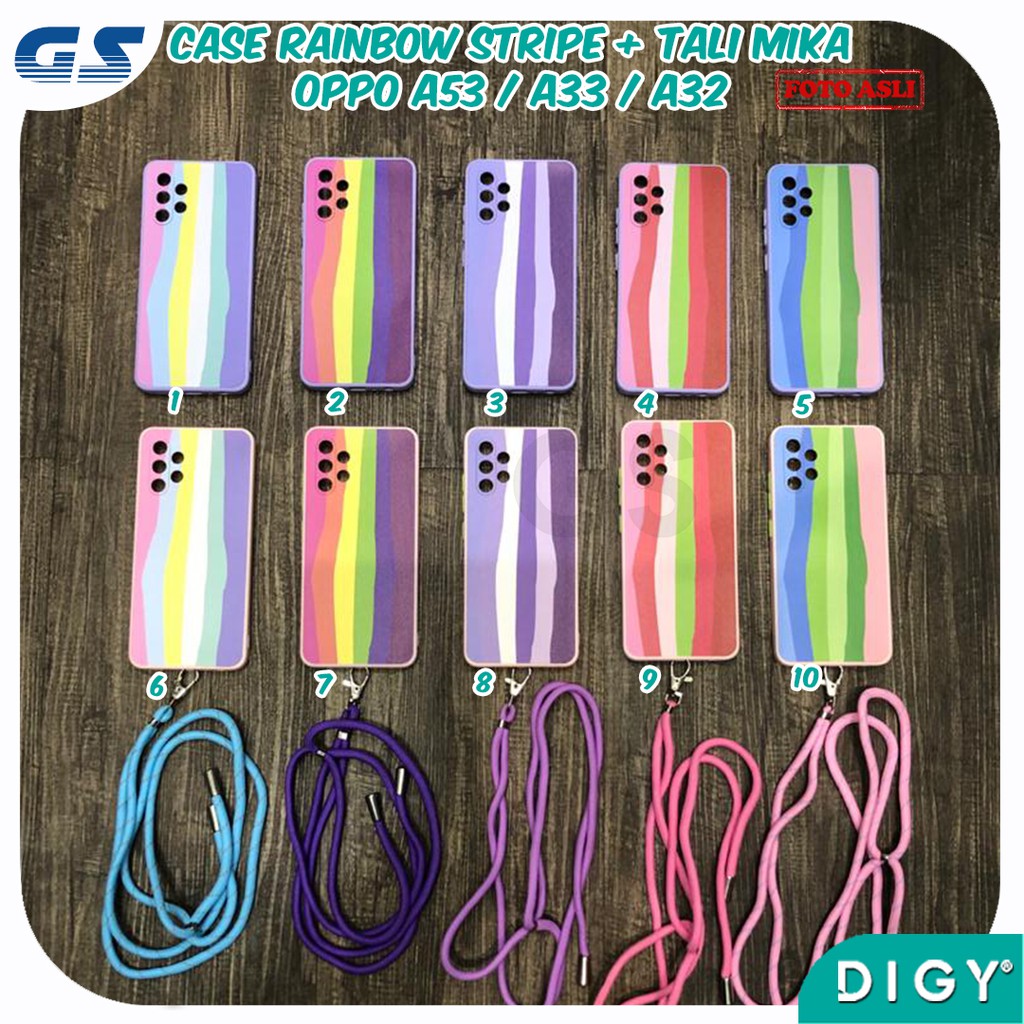 Softcase Tali Slingcase Lanyard Rainbow SAMSUNG A32 4G A02S M02S  OPPO A53  XIAOMI POCO M3 X3