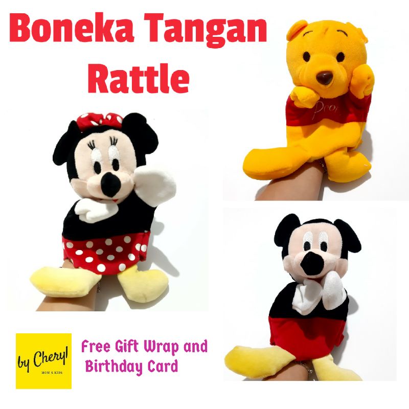 Boneka tangan Rattle (ada kerincingan)/Kado Ulang tahun anak/ birthday gift