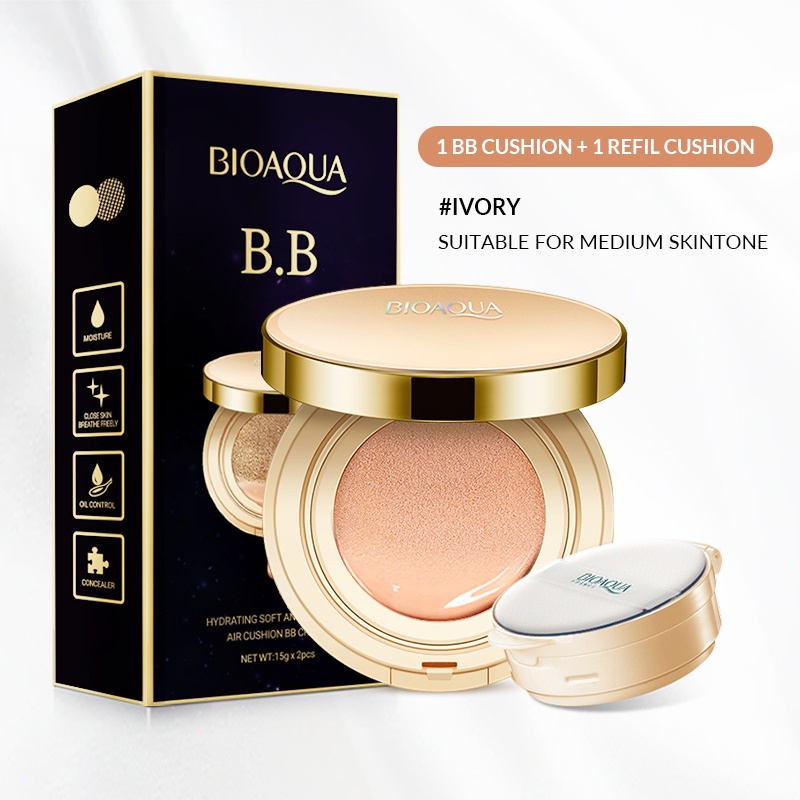 ✨ AKU MURAH ✨ BIOAQUA Hydrating Soft And Flawless Air Cushion BB Cream ( 15g + 15g ) BPOM