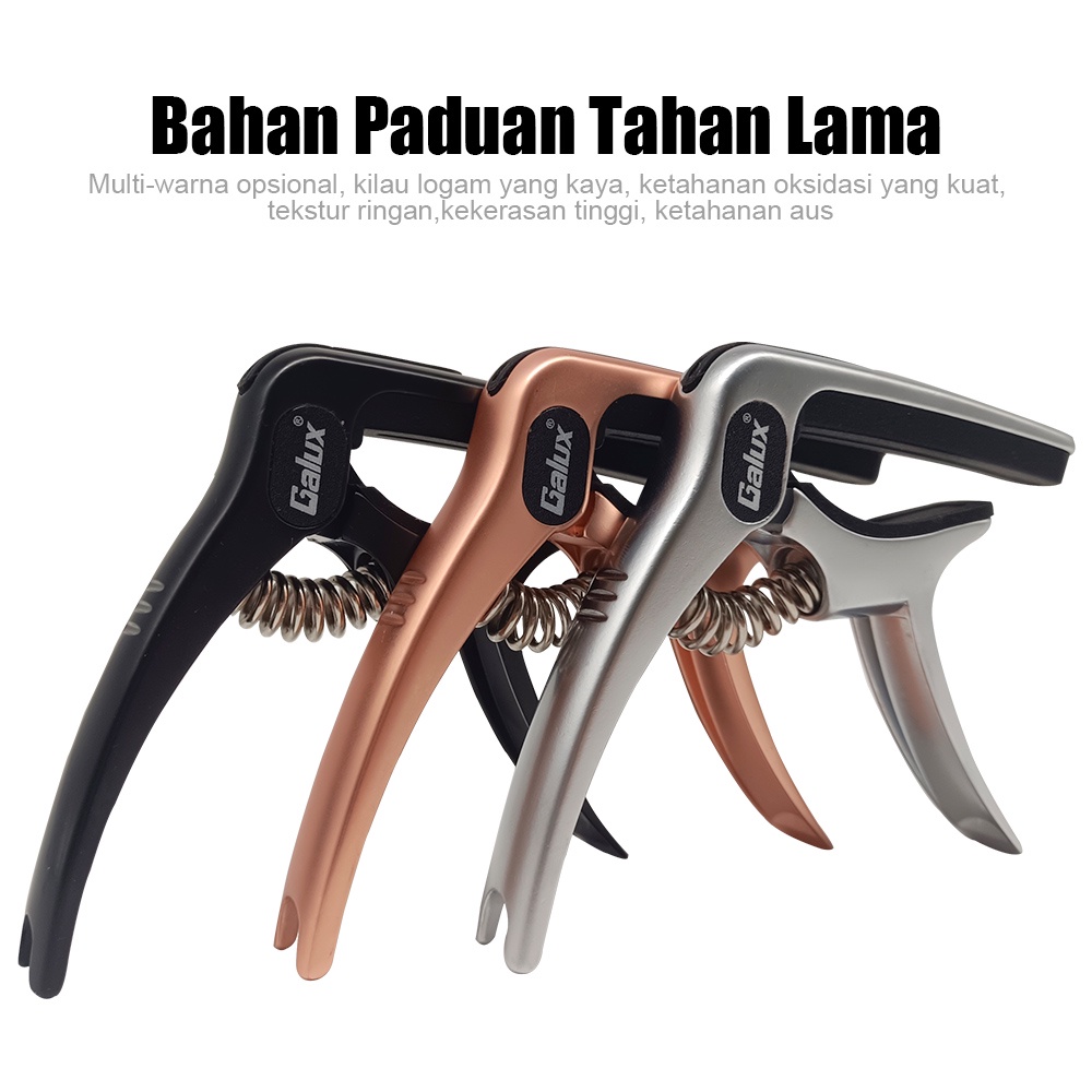 Galux Capo Gitar Aksesoris Gitar Akustik Multifungsi Bridge Pin Remover Kapo Gitar Dengan Slot Pick Gitar Aluminium Alloy