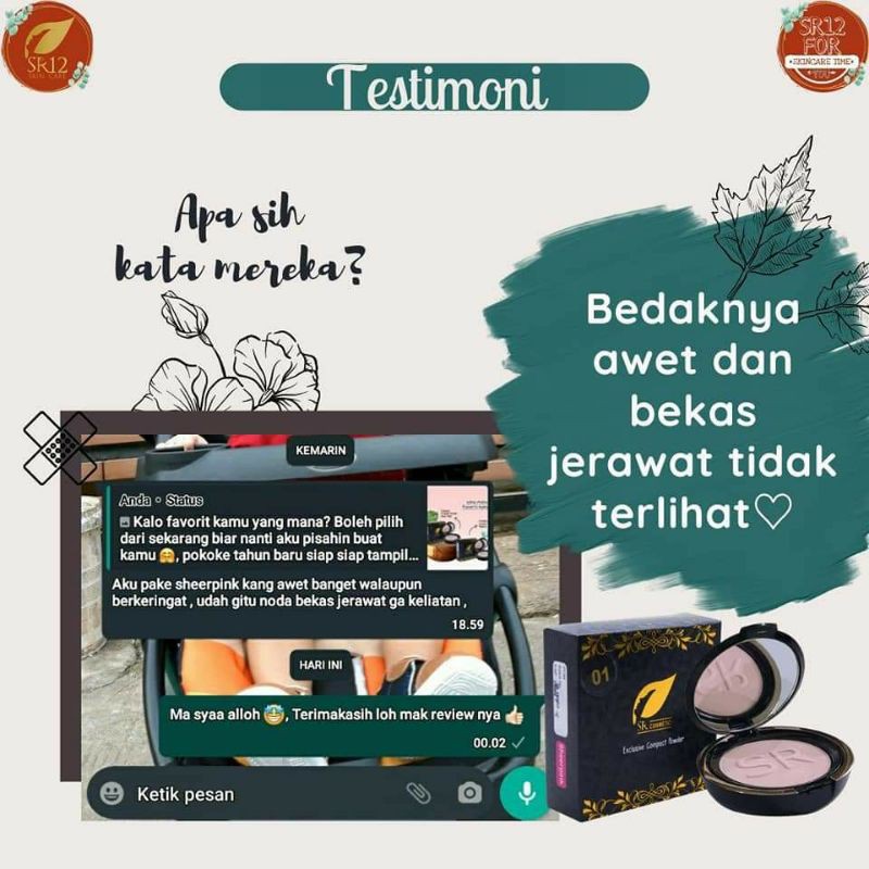 TERLARIS..!! EXCLUSIVE COMPACT POWDER SR12 BPOM AMAN / BEDAK PADAT + SPF 15