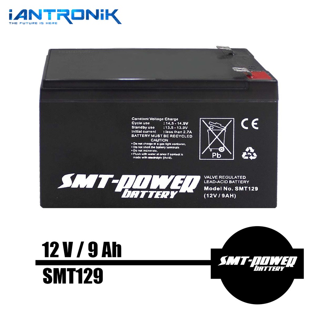 Battery Aki SMT129 12v 9ah VRLA Kering MF SLA Baterai UPS SMT-Power