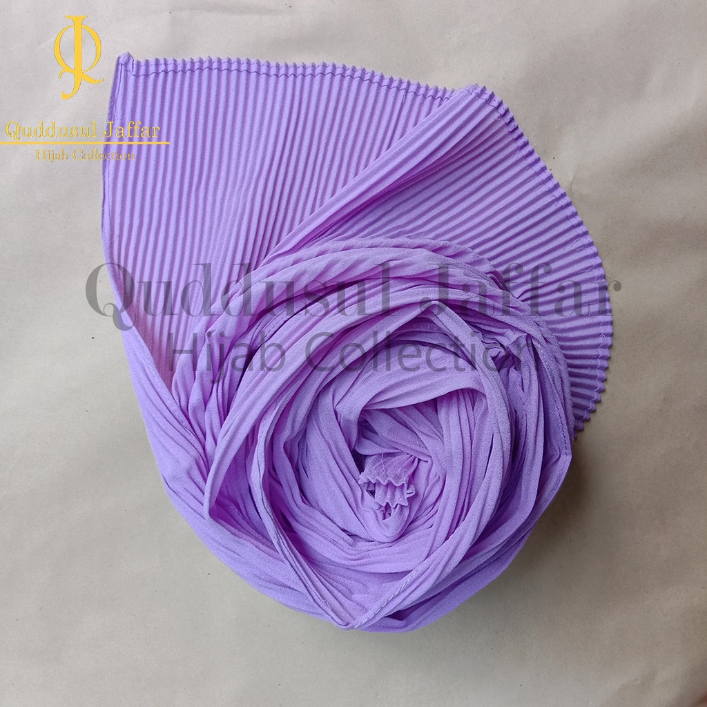 Kerudung Pashmina Plisket Full Diamond 175x75 Warna Lilac Realpict Jahit Tepi