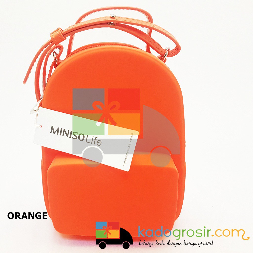 Tas Selempang Wanita / The Water Cube Silicone Daypack Bag (Jelly Bag) Miniso & Usupso - ORANGE