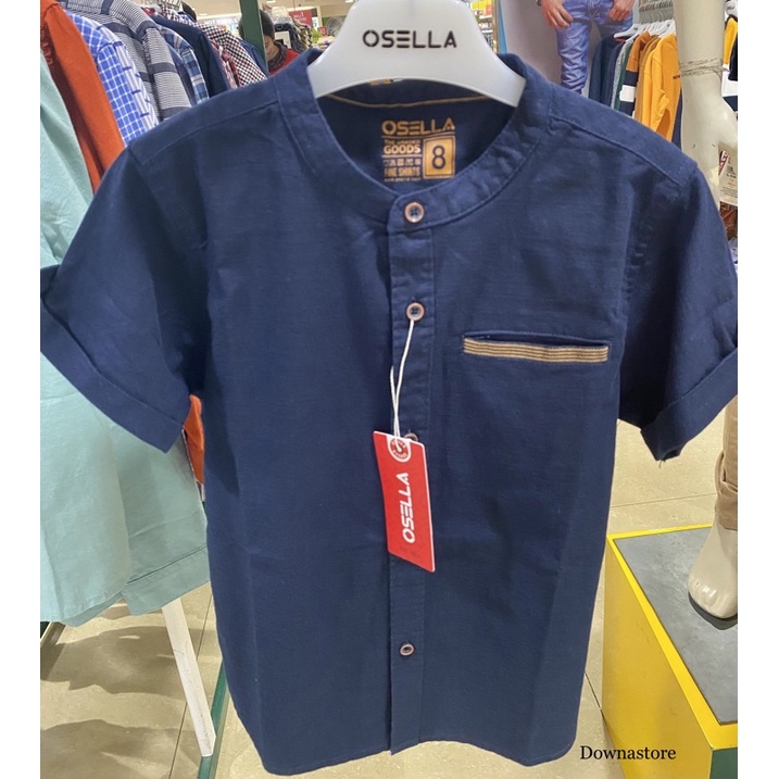Kemeja krah sanghai Navy  anak laki-laki osella