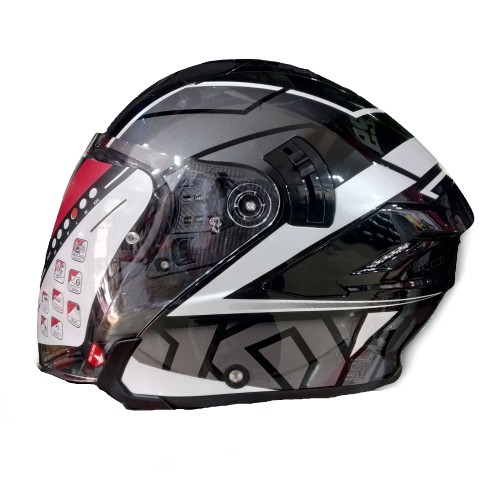 HELM KYT NFJ MOTION BLACK SILVER ORIGINAL KYT FREE STIKER VISOR