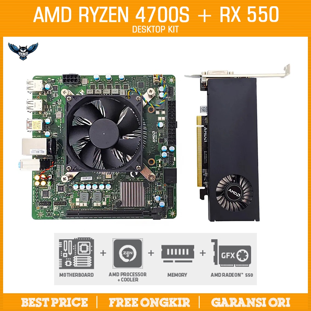 Desktop Kit AMD Ryzen 4700S + RAM 16GB + VGA RX 550 2GB