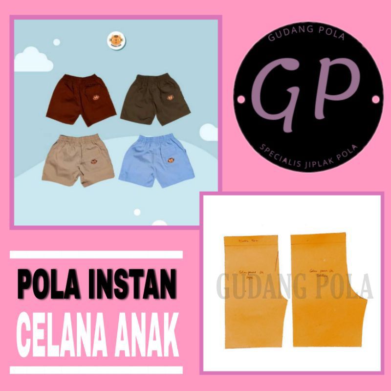 [✓COD] Pola Celana Pendek Anak- ( Size 2th-12th) - Pola Instan Celana Pendek Anak Anak Model Kolor i