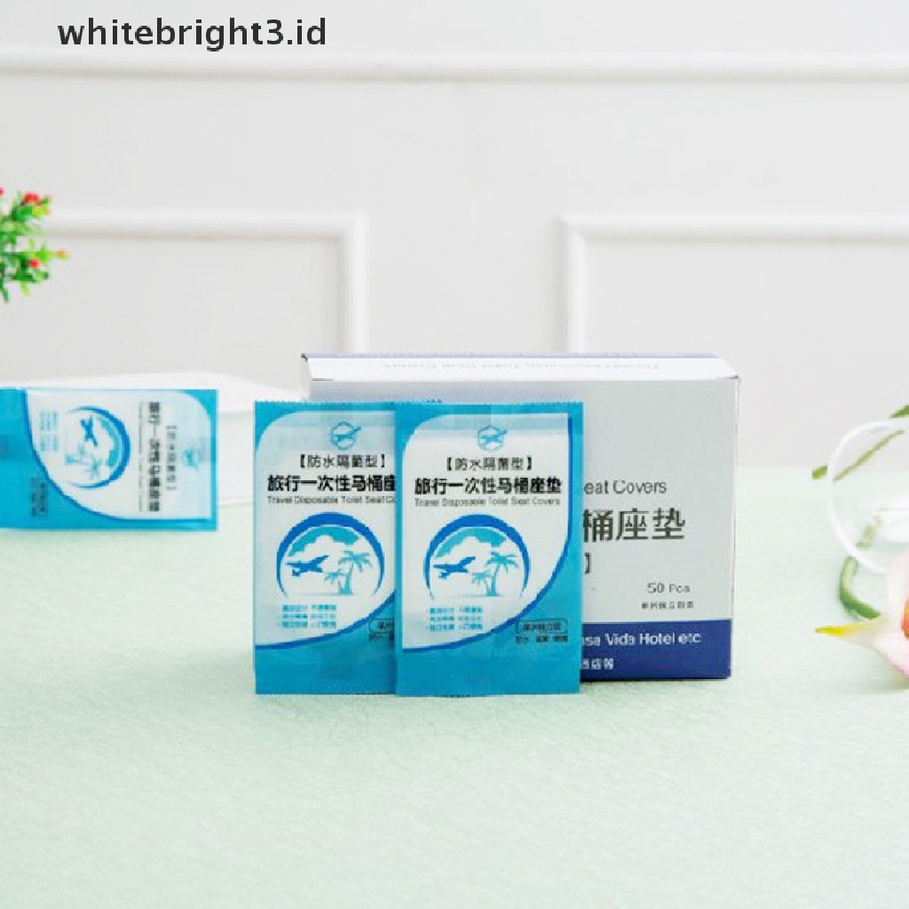 (whitebright3.id) 50pcs Cover Dudukan Toilet Sekali Pakai Bahan Plastik PE Untuk Travel