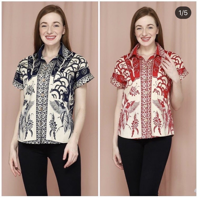 Atasan Batik 259 HT/ Blouse Batik Wanita/ Seragam Batik