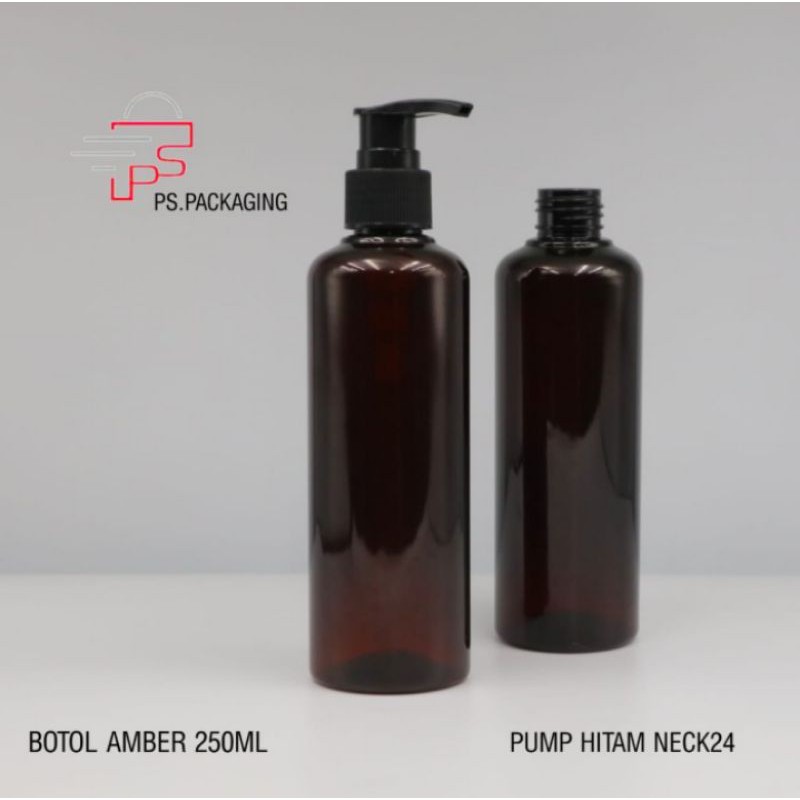 Botolpump 250ml amber / Botol pump / botol sabun 250ml / Botol sabun cair tutup pump