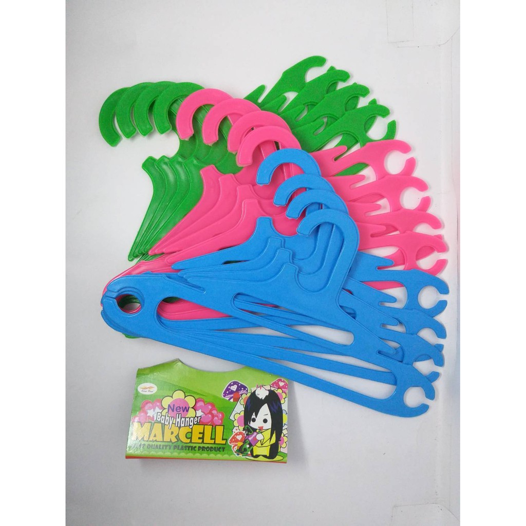 Gantungan Baju Bayi / Hanger Baju Isi 12Pcs Bahan Plastik Tebal Anti Slip Seamles/Hanger Warna Murah