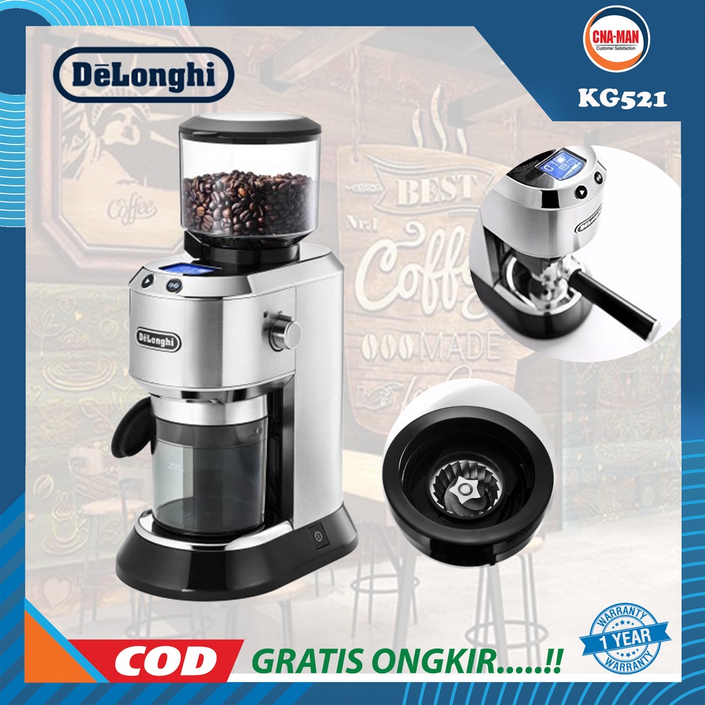 DeLonghi Coffee Grinder Digital Mesin Penggiling Kopi KG 521 KG521 Free Kopi