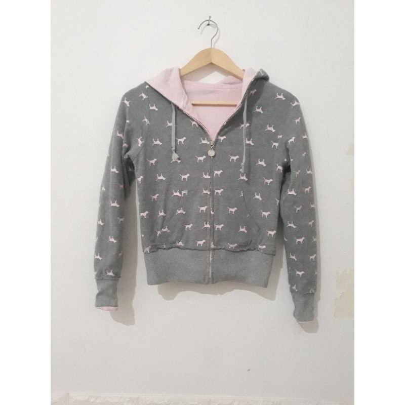HOODIE PINK BOLAK BALIK SECOND BRANDED PILIHAN REALPICT