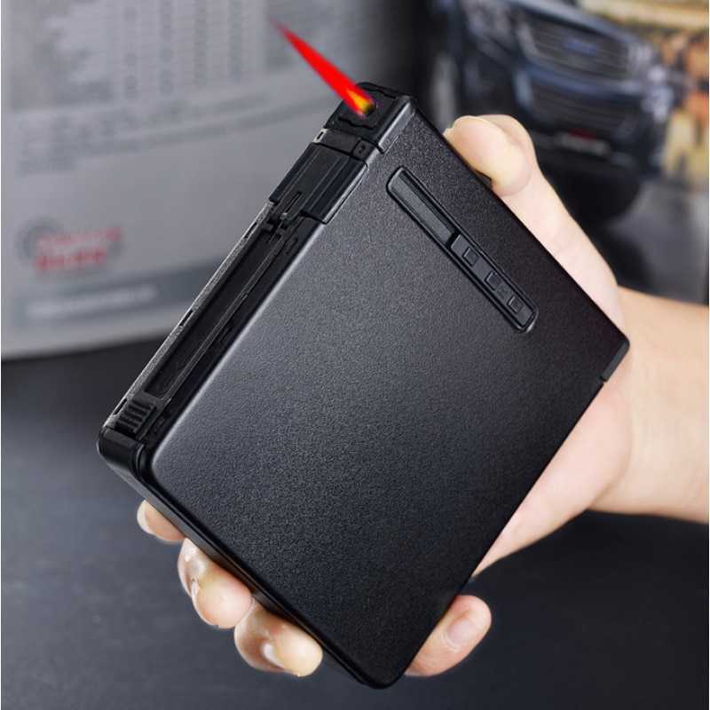 Firetric Kotak Rokok 20 Slot dengan Korek Gas - JD-YH037-Hitam