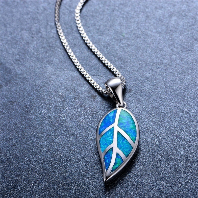 Fashion Simple Design A Blue Blue Opal   Pendant Necklace Chain Gifts