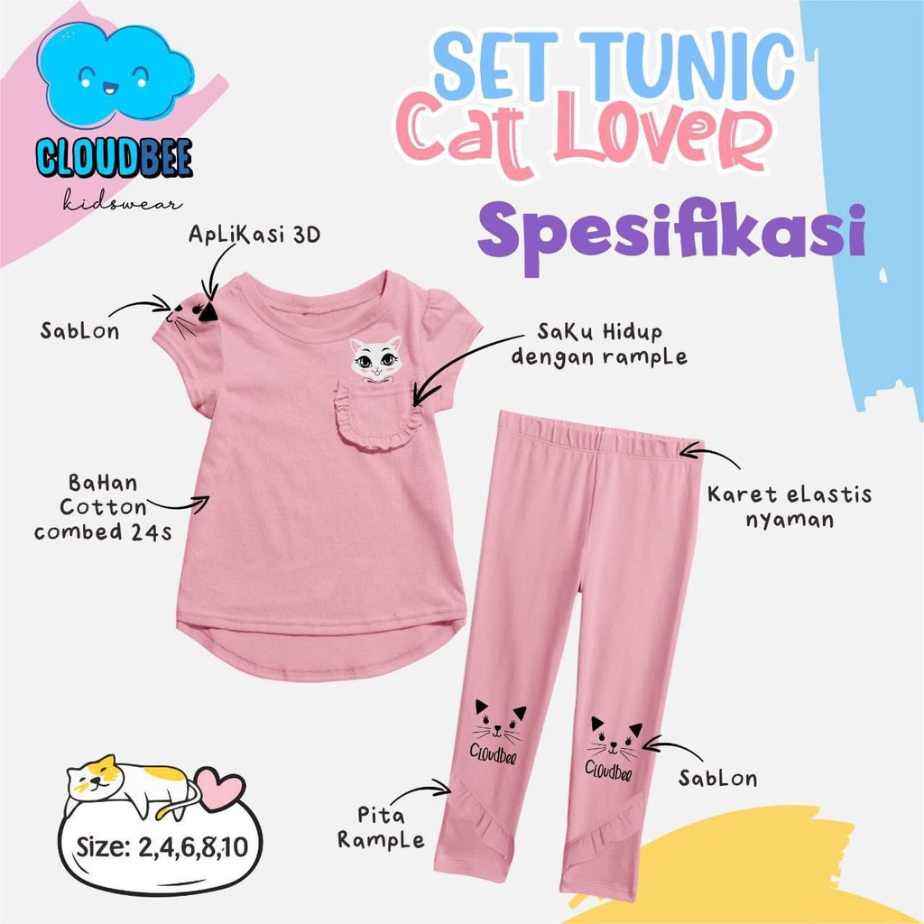 Cloudbee Set Tunic Cat Lover