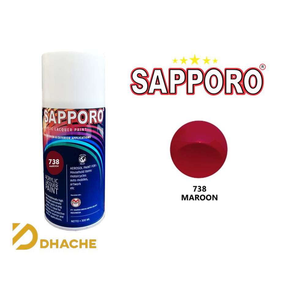 Cat Semprot Sapporo 738 Maroon / Pilok / Pylox / Pilox 300 ml / Sapporo Merah Maron