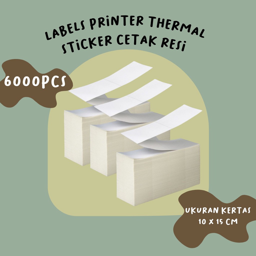 Label Thermal 100x150 Kertas Sticker Receipt Printer Barcode Termal A6 isi 6000 pcs