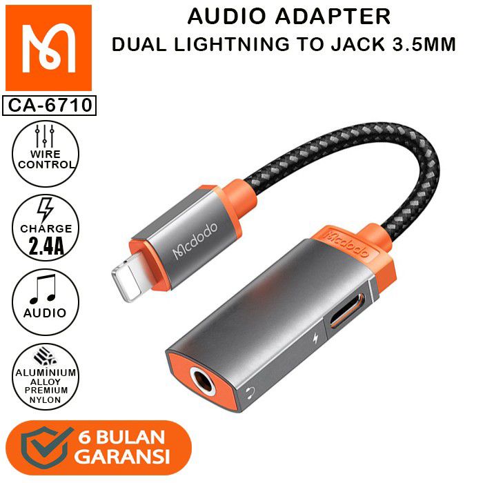 MCDODO Converter / Splitter CA 6710 Lightning + Jack 3.5mm - No Mic