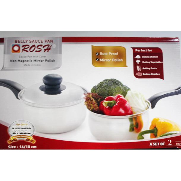 Panci Stainless Steel Bell Sauce Pan Set 2 Pcs 16Cm & 18Cm - Rosh 555 Medanbaiak.Store