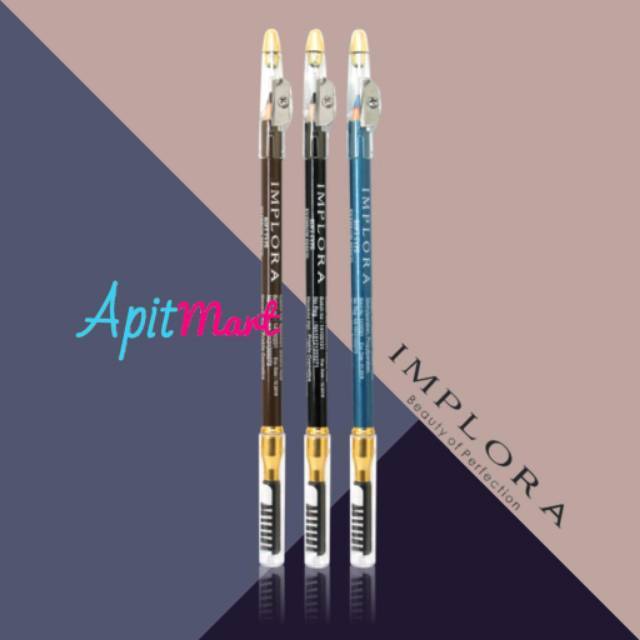 ECER - Pensil Alis Implora , Hitam , coklat, silver, Gray Brown & Biru