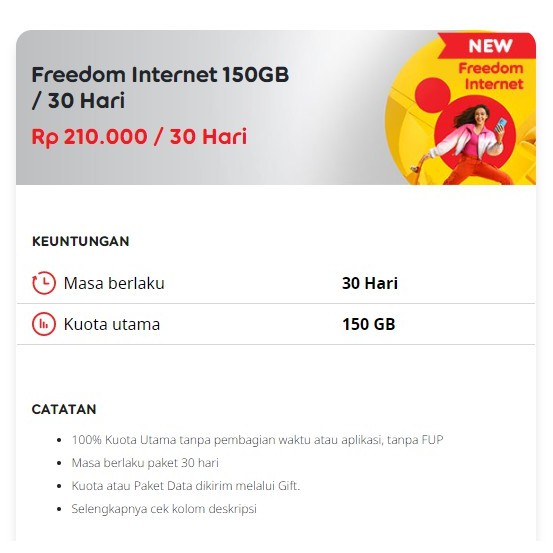 Paket Data Indosat Freedom Internet 150GB &amp; 200GB