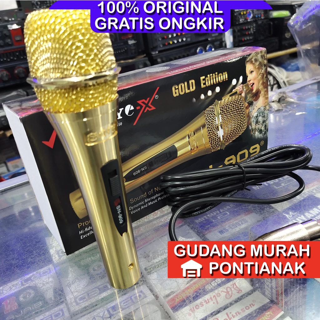 MIC SONY ORIGINAL ASLI SN 909 BODY GOLD EDITION MICROPHONE KABEL MIC KARAOKE