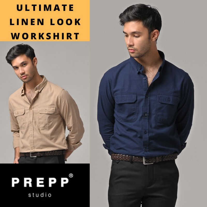 Preppstudio ULTIMATE LINEN LOOK WORKSHIRT By PREPPSTUDIO
