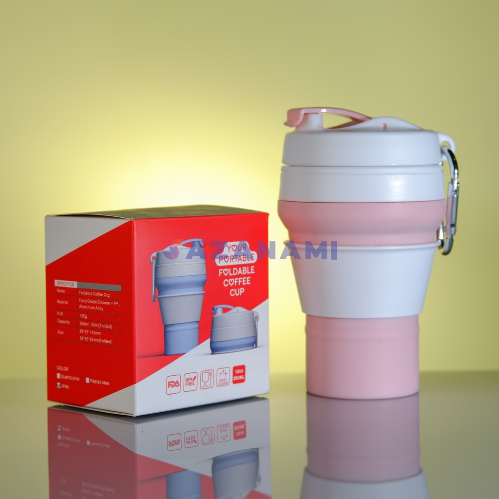 COLLAPSIBLE COFFEE CUP GELAS LIPAT SILIKON FOLDABLE COFFEE CUP 300ML