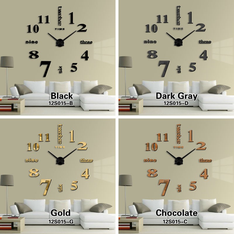 Jam Dinding Besar DIY Giant Wall Clock Quartz Creative Design 80-130cm