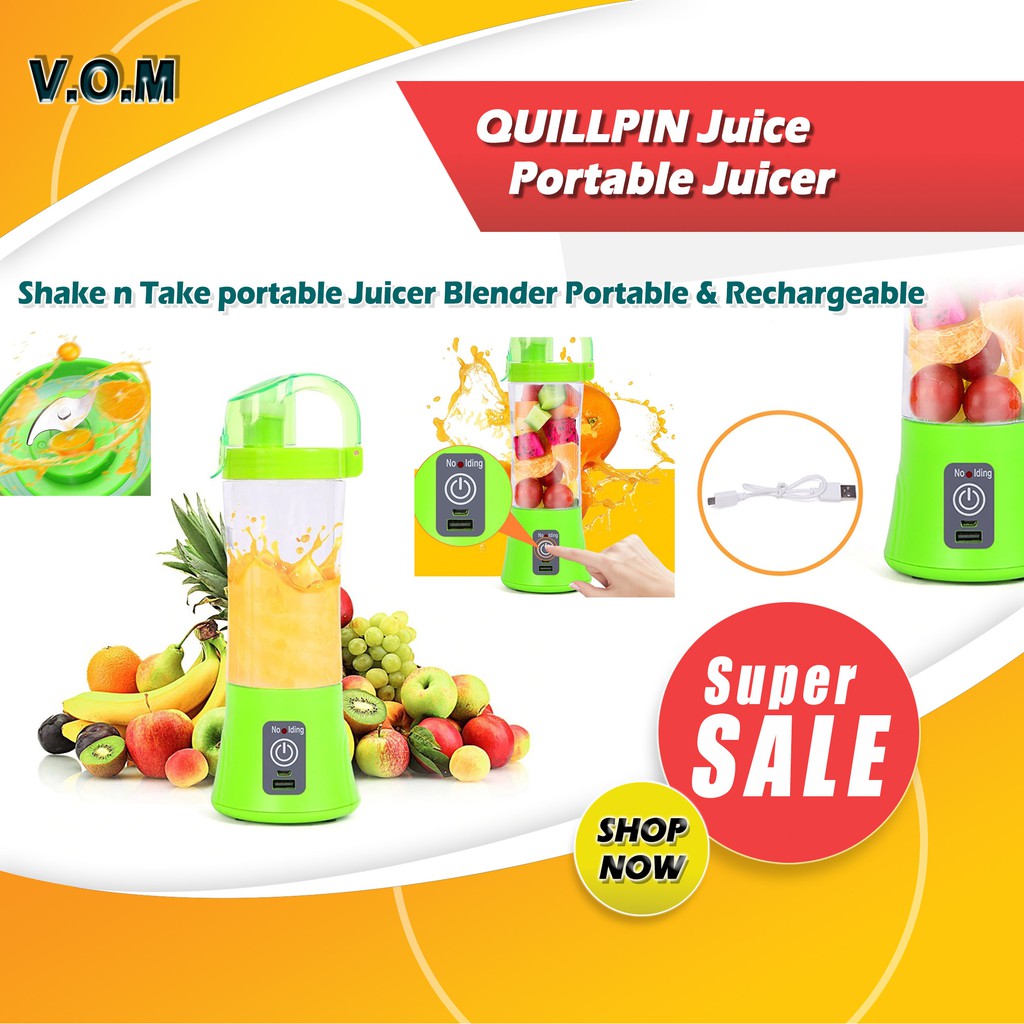 VOM-QUILLPIN Juice Portable Juicer Rechargeable New Shake N Take 0527