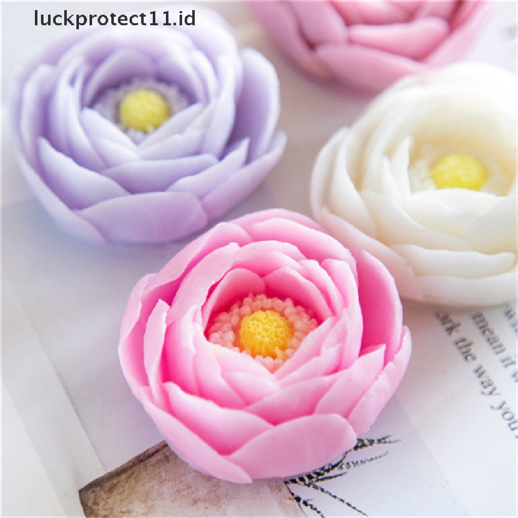 // Hg &amp; ID// Cetakan Silikon Sabun Handmade Bunga Peony Membuat Cetakan Lilin Fondant Cake Decor.