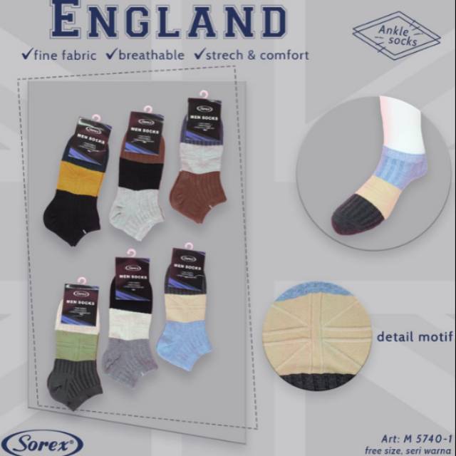 Kaos kaki pria dewasa Sorex M5740-1 england