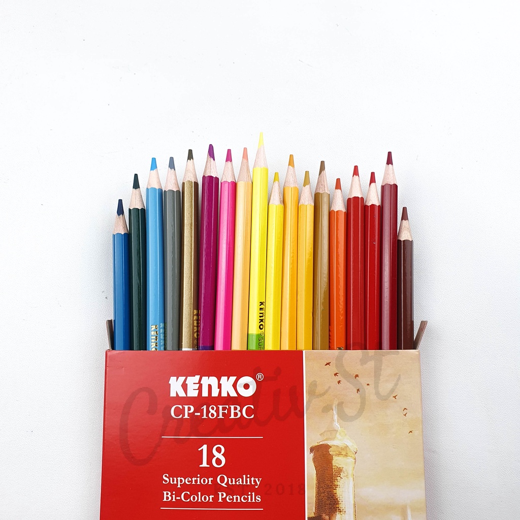 

KENKO Pencil Warna Bicolor 18 Warna Cp-18 Fbc 2 Sisi Bulak Balik