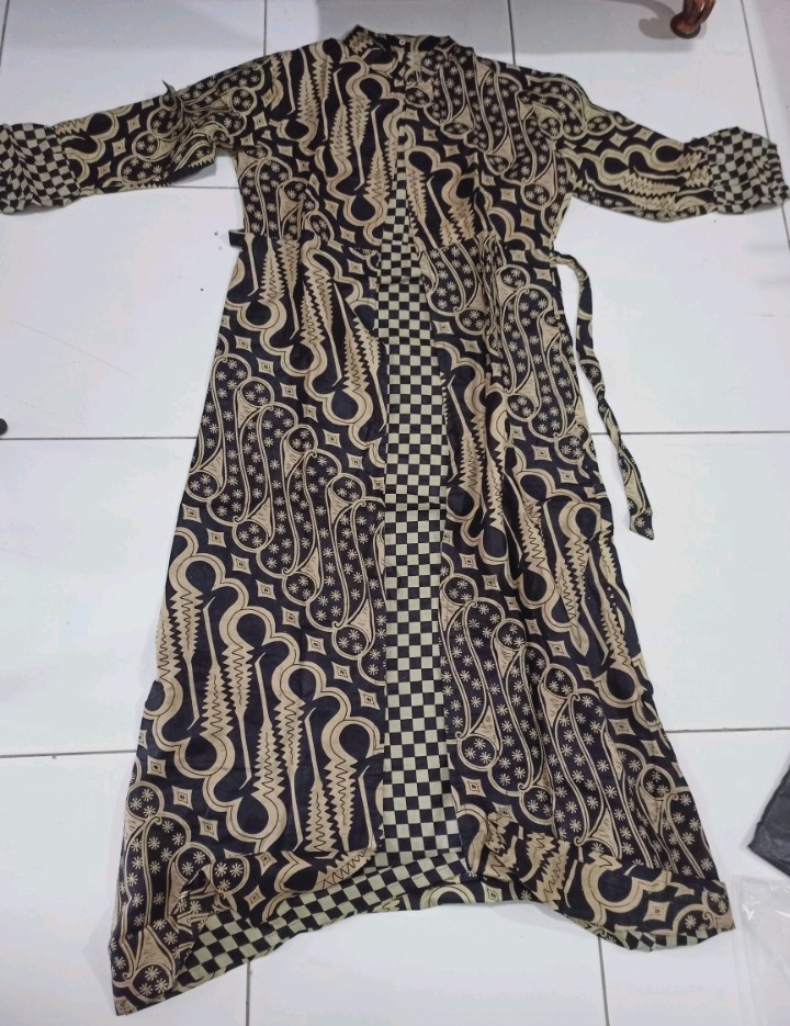 Gamis Batik Katun Gamis Batik Wanita Gamis Batik Pekalongan Gamis Batik Sogan Coklatan M L Xl